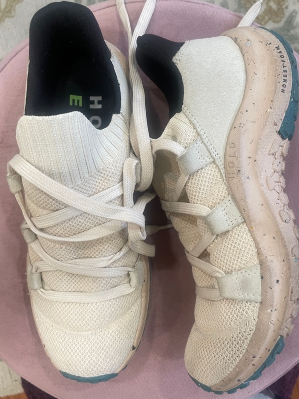 Holo Cream Athletic Running Shoes for Women